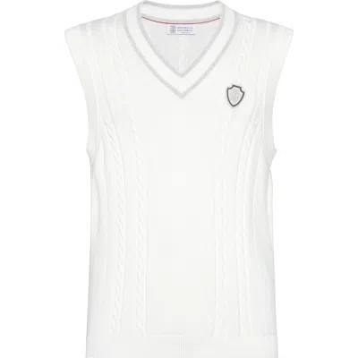 Brunello Cucinelli Cable Knit Sweater Vest In Panama