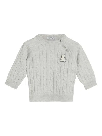 Brunello Cucinelli Babies' Cable-knit Jumper In White