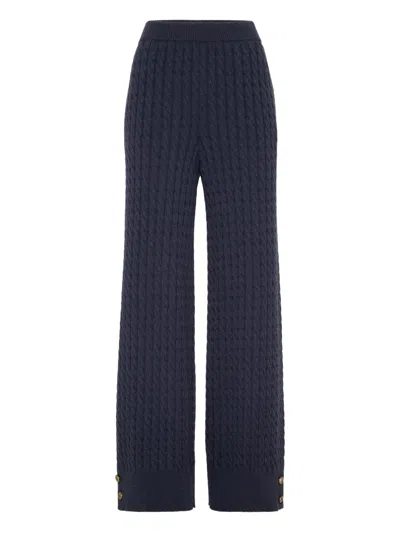 Brunello Cucinelli Cable-knit Trousers In Blue