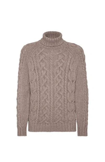 BRUNELLO CUCINELLI BRUNELLO CUCINELLI CABLE KNIT TURTLENECK SWEATER
