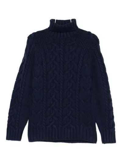 Brunello Cucinelli Cable-knit Turtleneck Sweater In Blue