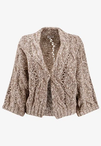 BRUNELLO CUCINELLI CABLE KNIT WOOL CARDIGAN