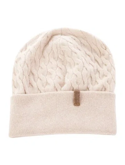 Pre-owned Brunello Cucinelli Cable Knit Wool-blend Beanie In Neutral