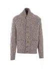 Brunello Cucinelli Cable-knit Mélange-effect Cardigan In Brown