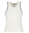 Brunello Cucinelli Bead-chain Detailed Tank Top In Yellow Cream
