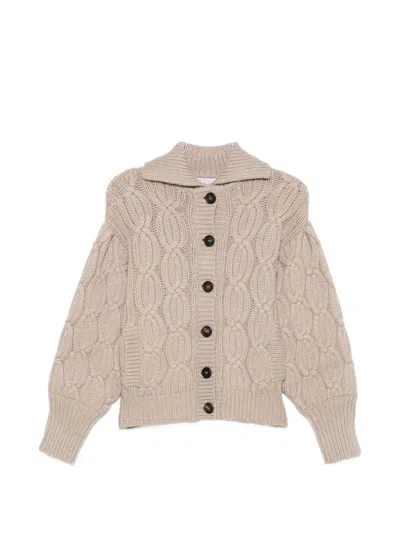 Brunello Cucinelli Cable-knit Button-up Cardigan In Neutral