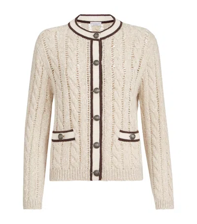Brunello Cucinelli Cable-knit Cardigan In Gray