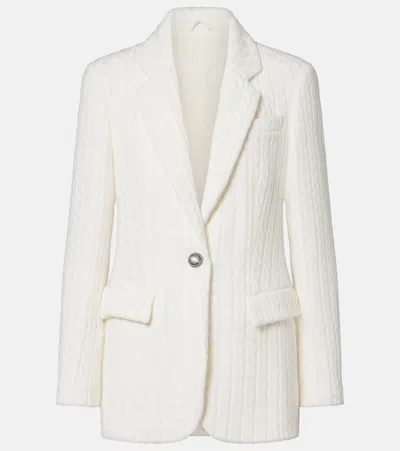 Brunello Cucinelli Cable-knit Cotton Blazer In White
