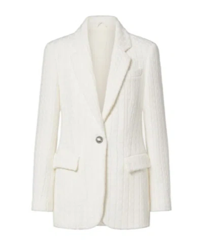 Brunello Cucinelli Cable-knit Cotton Blazer In White
