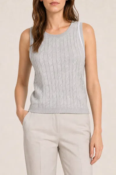 Brunello Cucinelli Cable-knit Cotton Tank Top In Gray