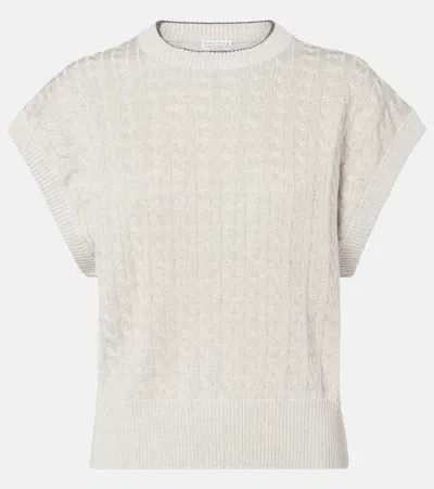 Brunello Cucinelli Cable-knit Cotton-blend Sweater In Multi