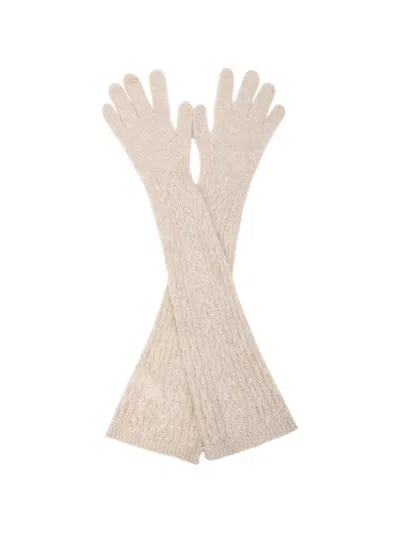 Brunello Cucinelli Cable-knit Gloves In Neutral