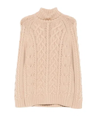 Brunello Cucinelli Cable-knit Roll-neck Sweater In Pink