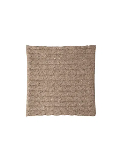 Brunello Cucinelli Cable-knit Sequin Scarf In Brown