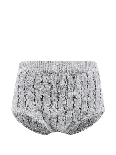 Brunello Cucinelli Cable-knit Shorts In Gray