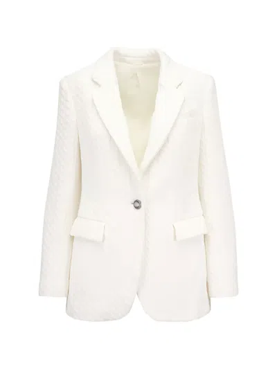 Brunello Cucinelli Cable-knit Single-breasted Blazer In White