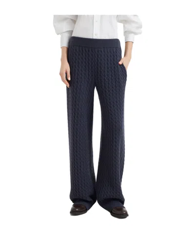 Brunello Cucinelli Cable-knit Trousers In Black