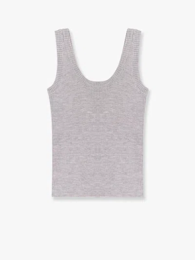 Brunello Cucinelli Top In Lana E Chashmere Con Dettaglio Monile In Grey