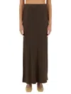 Brunello Cucinelli Cady Satin Fluid Bias-cut Skirt In Brown