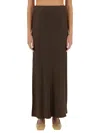 Brunello Cucinelli Cady Satin Fluid Bias-cut Skirt In Brown