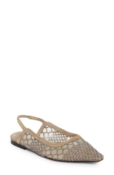 Brunello Cucinelli Pointed-toe Ballerina Shoes In Mud
