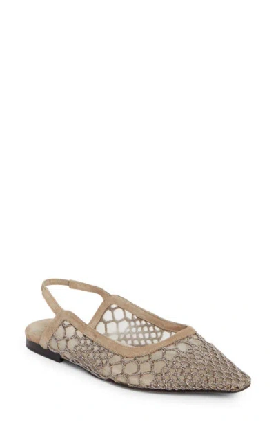 Brunello Cucinelli Pointed-toe Ballerina Shoes In Silver