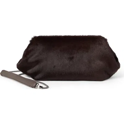 Brunello Cucinelli Calf Hair Eclipse Pouch Bag In Brown