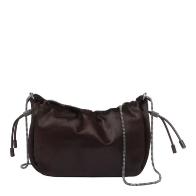 Brunello Cucinelli Calf Hair Mellow Bucket Bag In Brown