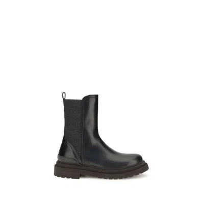 Brunello Cucinelli Calf Leather Chelsea Boot In Black
