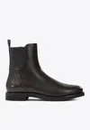 Brunello Cucinelli Matt Leather Chlesea Boots With Shiny Detail Shoes In Brown