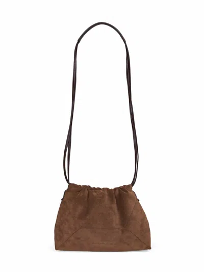 Brunello Cucinelli Calf Leather Pouch Shoulder Bag In Brown