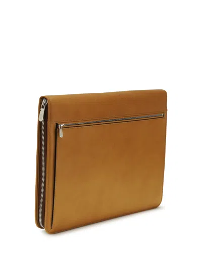 Brunello Cucinelli Calf Leather Zip-around Travel Wallet In Orange