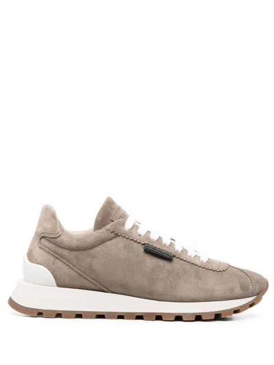 BRUNELLO CUCINELLI CALF SUEDE SNEAKERS IN GREY