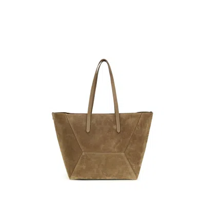 Brunello Cucinelli Calf Suede Tote Bag In Purple