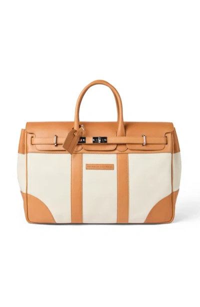 Brunello Cucinelli Calfskin And Cowhide Bag In White