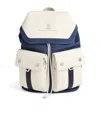 Brunello Cucinelli Calfskin And Rip-stop Nylon Backpack In Blue