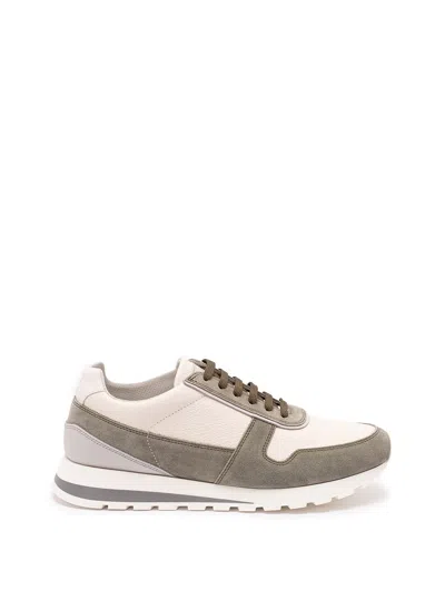 Brunello Cucinelli Men Calfskin And Suede Sneakers In Multi