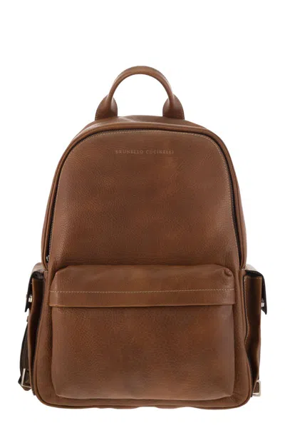 Brunello Cucinelli Calfskin Backpack With Grain