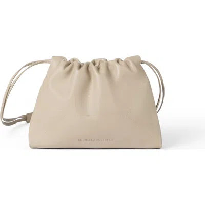 Brunello Cucinelli Calfskin Bc Duo Pouch Bag In Neutral