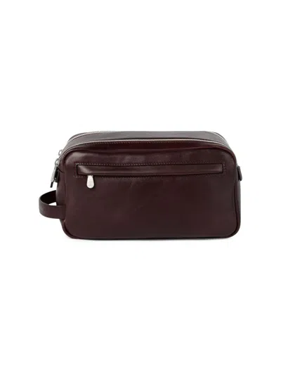 Brunello Cucinelli Calfskin Beauty Case With Double Zipper In Burgundy