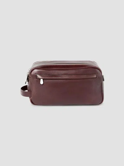 Brunello Cucinelli Calfskin Beauty Case With Double Zipper In Burgundy
