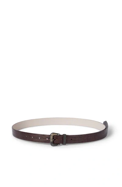 Brunello Cucinelli Lizard-effect Belt In Brown