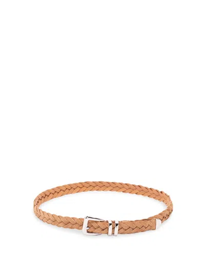 Brunello Cucinelli Calfskin Belt In Brown