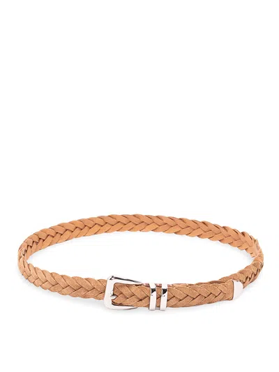 Brunello Cucinelli Calfskin Belt In Brown