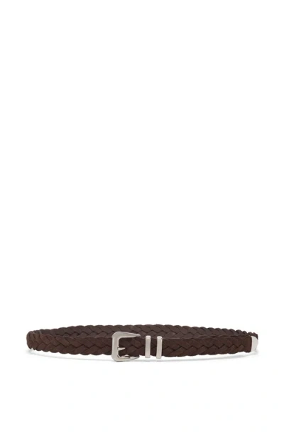 Brunello Cucinelli Calfskin Belt In Rust Brown