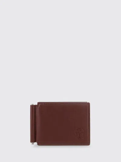 Brunello Cucinelli Calfskin Bifold Wallet With Money Clip In Brown