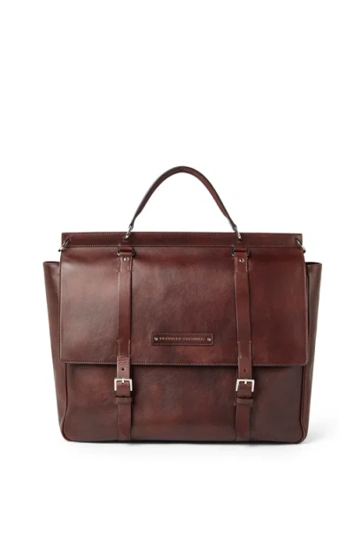 Brunello Cucinelli Calfskin Briefcase In Burgundy