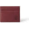 Brunello Cucinelli Calfskin Card Case In Burgundy