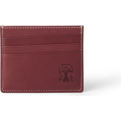 Brunello Cucinelli Calfskin Card Case In Burgundy