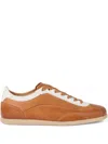 Brunello Cucinelli Calfskin Contrast-panel Sneakers In Brown